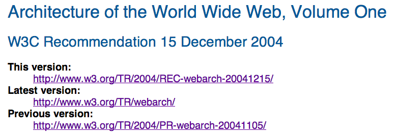 version information for a W3C specification